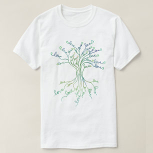 Kärlek Livets träd Art Teal Blue Positive Parnu T Shirt