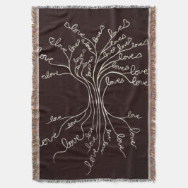 Kärlek Livets träd Nature Brown Hearts Cute Rustic Filt
