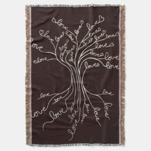 Kärlek Livets träd Nature Brown Hearts Cute Rustic Filt