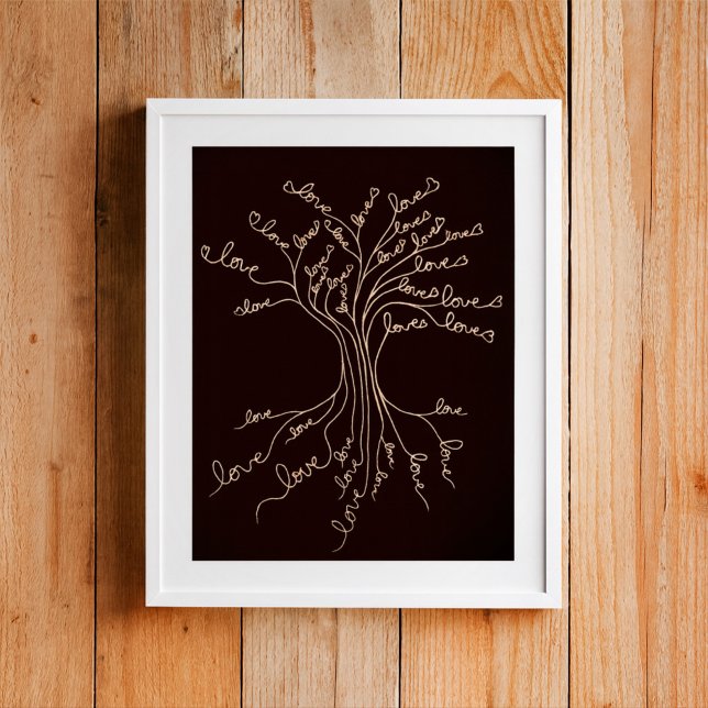 Kärlek Livets träd Nature Brown Hearts Cute Rustic Poster (Skapare uppladdad)