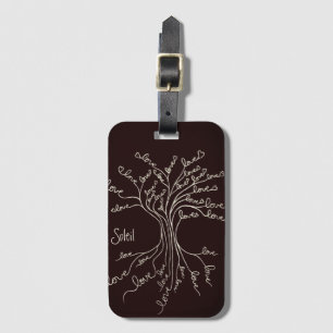 Kärlek Livets träd Nature Brown Hearts Cute Unisex Bagagebricka