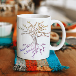 Kärlek Livets träd White Lila Hearts Cute Elegant Kaffemugg