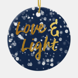 Kärlek & Ljus Falsk Folie Vacker Bokeh Hanukkah Julgransprydnad Keramik