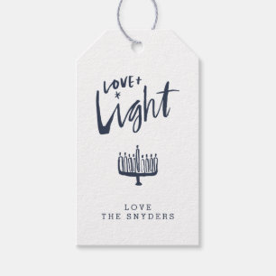 Kärlek + Ljus Hanukkah gåvamärkre - mörk Presentetikett