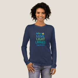 Kärlek Ljus Latkes Hanukkah Lång Kvinnors t-shirt