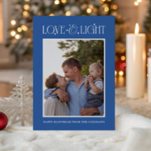Kärlek & Ljus Modern Hanukkah Familjefoto Blå