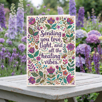 Kärlek, Ljus och Läkningsvibbar | Boho Folkkonst Kort