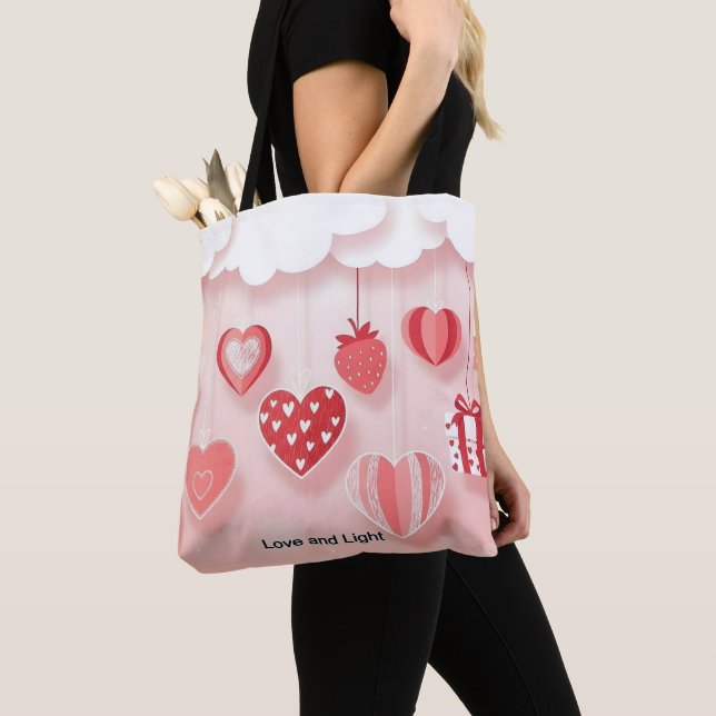 Kärlek, ljus och tacksamhet Totebag för vardagsglä Tygkasse (Närbild)