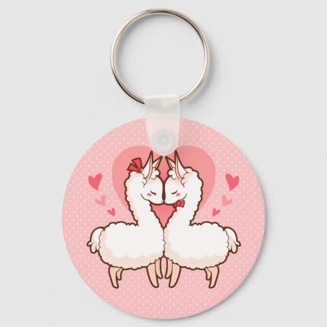 Kärlek Llama Keychain Nyckelring (Framsida)