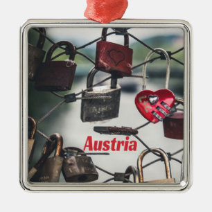 Kärlek Locks Bridge Salzburg Julgransprydnad Metall