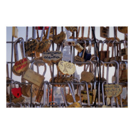 Kärlek Locks och Eiffel Torn. Paris. Frankrike. Po Perfect Poster