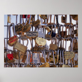 Kärlek Locks och Eiffel Torn. Paris. Frankrike. Poster