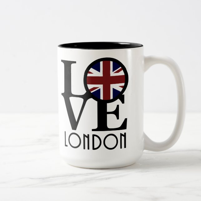 KÄRLEK London 15oz (Förenade kungariket flagga) Två-Tonad Mugg (Höger)