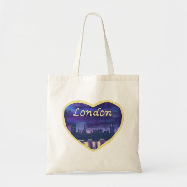 Kärlek London floden Themsen England Lila solnedgå Tygkasse (Framsidan)