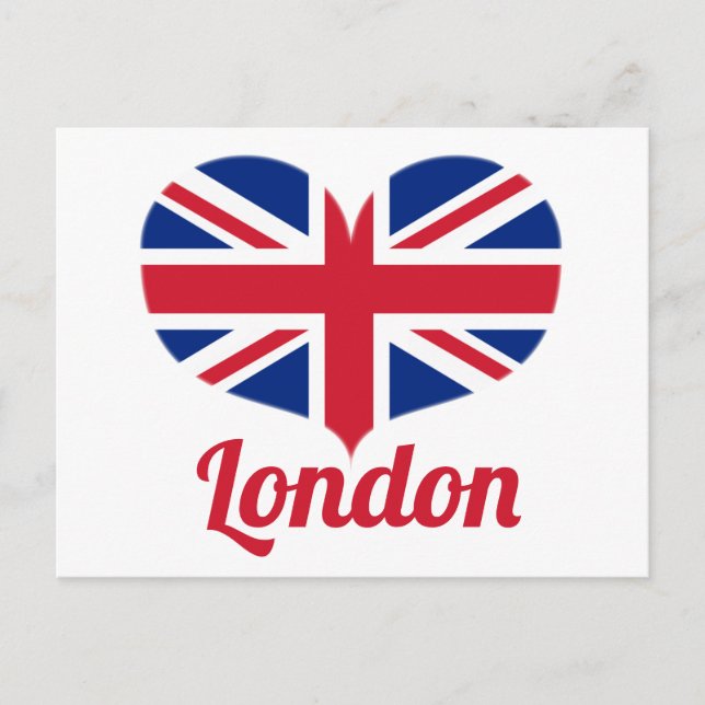 Kärlek London | Hjärtformade Flagga/Union Jack i S Vykort (Framsida)