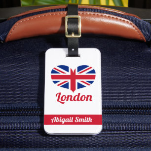 Kärlek London Hjärtformade unionens Jack Personl Bagagebricka