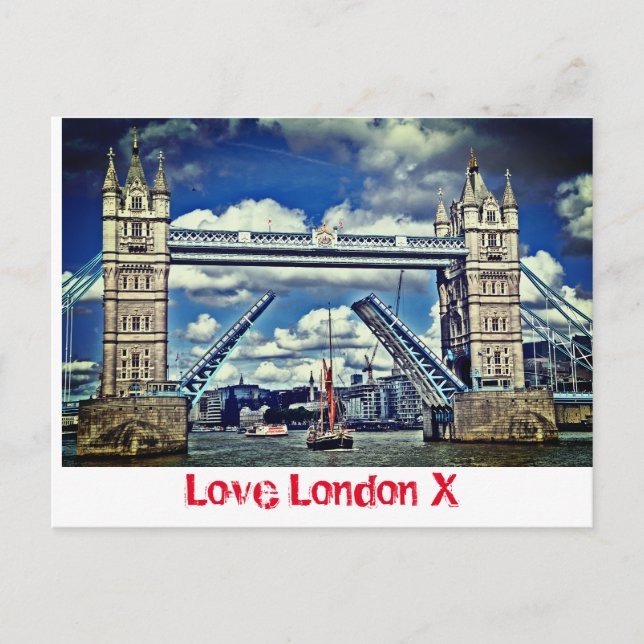 Kärlek London X - Torn Bridge Postcard Vykort (Framsida)