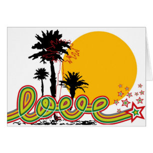 Kärlek Loopy Script Tropical Handflatan Träd Silho OBS Kort