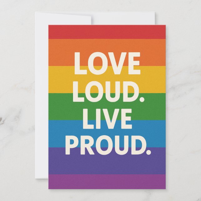 Kärlek Loud. Live Proud Card Julkort (Framsida)