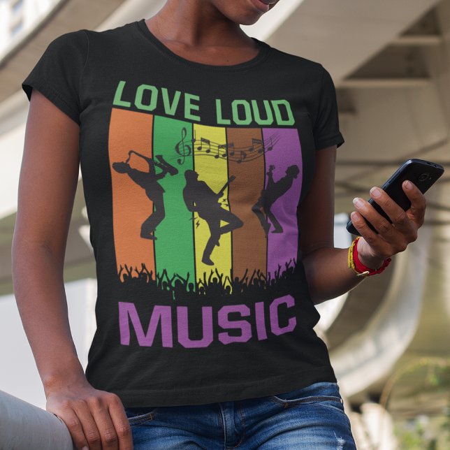Kärlek Loud Music Land Techno T Shirt (Skapare uppladdad)