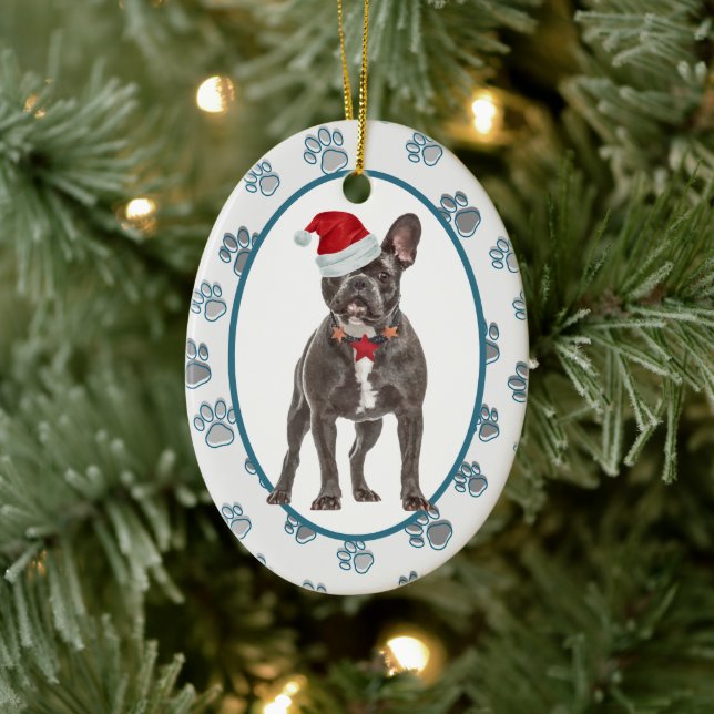 Kärlek Löv Tassavtryck Fransk Bulldog Julgransprydnad Keramik (Träd)