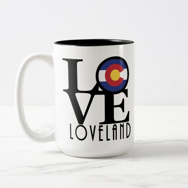 KÄRLEK Loveland Colorado 15o Två-Tonad Mugg (Vänster)