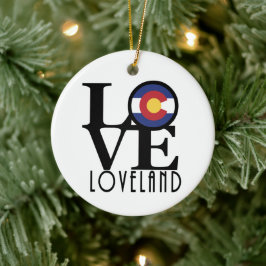 KÄRLEK Loveland Colorado Julgransprydnad Keramik