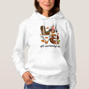 Kärlek Lunch Dam Leopard Pumpkin Turkiet Fall Tack T Shirt