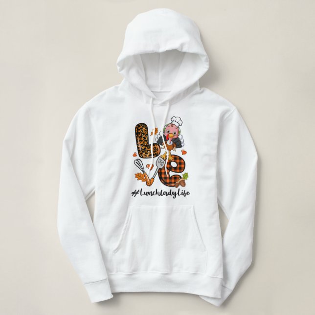 Kärlek Lunch Dam Leopard Pumpkin Turkiet Fall Tack T Shirt (Design framsida)