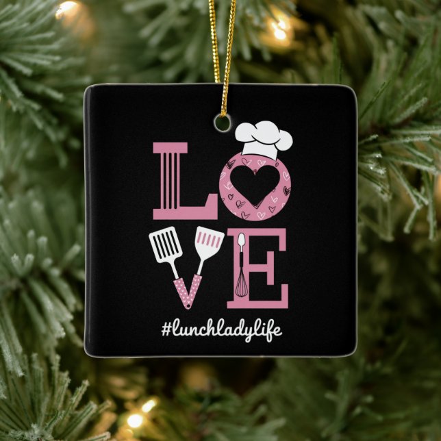 Kärlek Lunch Dam Life Funny Valentines day-gåvor Julgransprydnad Keramik (Träd)