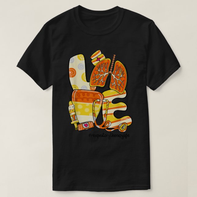 KÄRLEK Lung Candy corn Luftvägsbehandling Livsläng T Shirt (Design framsida)