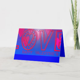 KÄRLEK Lycklig Valentine Rosa Blue Greeting Card Helgkort