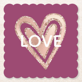 Kärlek Magenta  Rosa Heart Underlägg Papper