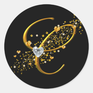 Kärlek Magic C monogram Runt Klistermärke