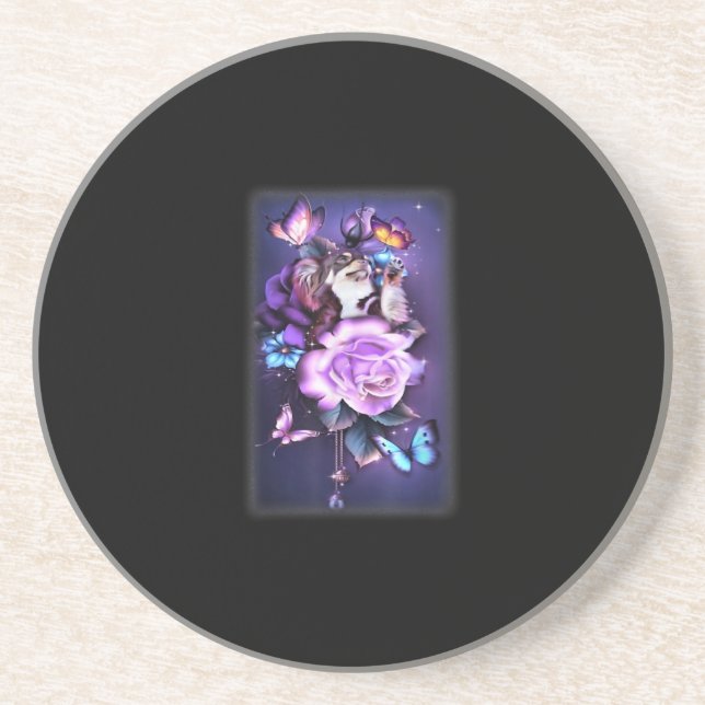 Kärlek Magic Chihuahua Lila Ro Flower Underlägg (Framsidan)