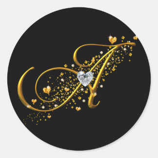 Kärlek Magic Monogram A Runt Klistermärke
