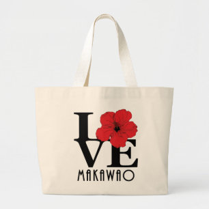 KÄRLEK Makawao Hawaii röd Hibiscus Jumbo Tygkasse
