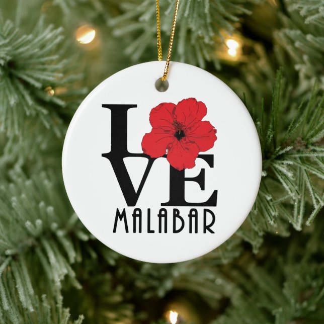 KÄRLEK Malabar Florida Red Hibiscus Julgransprydnad Keramik (Träd)