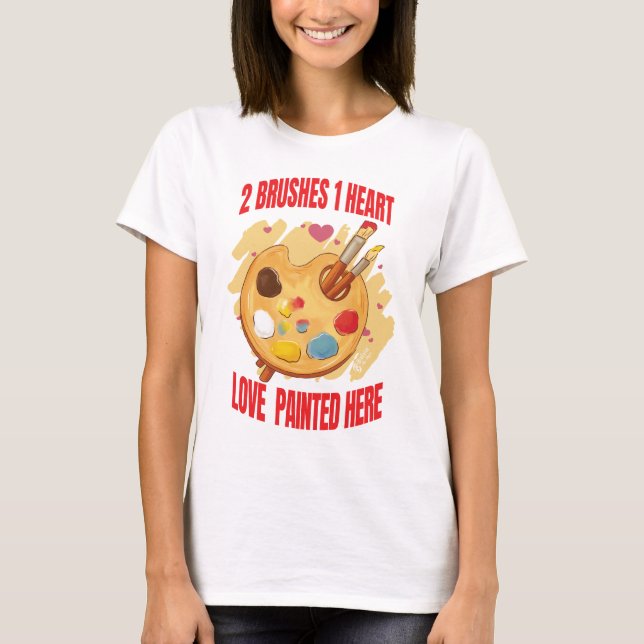 Kärlek målade här Women White T Shirt (Framsida)