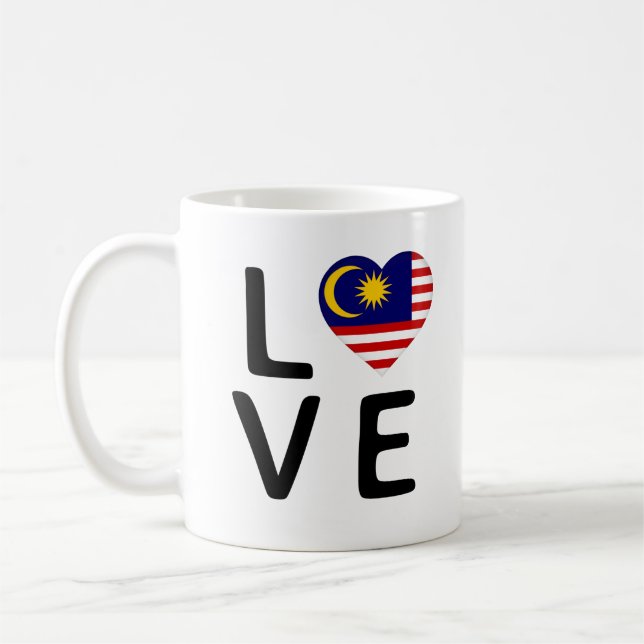 Kärlek - Malaysia Flagga Kaffemugg (Vänster)