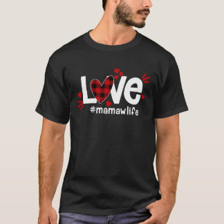 KÄRLEK Mamaw Life Buffalo Play Red Flananella Hear T Shirt