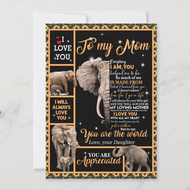 Kärlek Mamma | Brev till mitt Mamma är du världen  Julkort (Framsida)