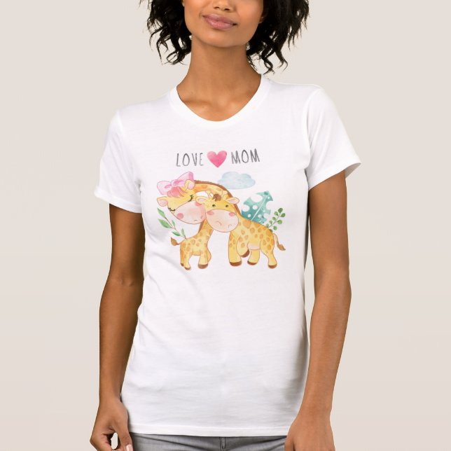 Kärlek Mamma Giraffes T Shirt (Framsida)