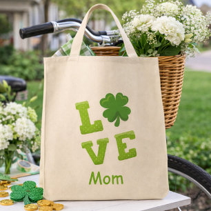 Kärlek Mamma Grönt Block Brev St Patricks Helgdag Tygkasse