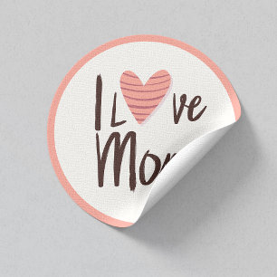 Kärlek Mamma Heart Sticker - Mors dag Gift Runt Klistermärke