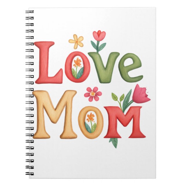 Kärlek Mamma med blommor Anteckningsbok (Framsidan)