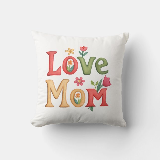 Kärlek Mamma med blommor Kudde (Framsida)