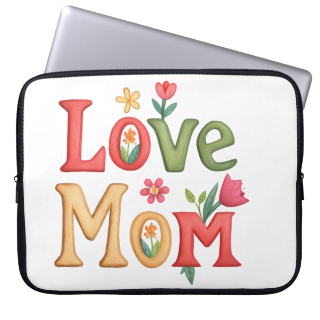 Kärlek Mamma med blommor Laptop Fodral (Framsidan)