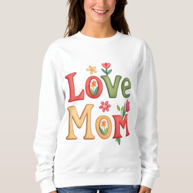 Kärlek Mamma med blommor T Shirt (Framsida)