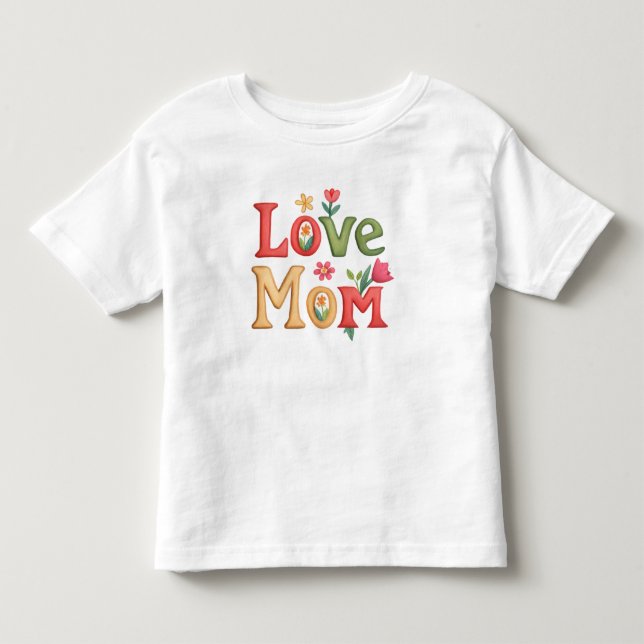 Kärlek Mamma med blommor T Shirt (Framsida)